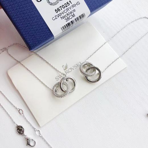 F012830愿世间美好与你环环相扣~双环带钻情侣项链 商品图3