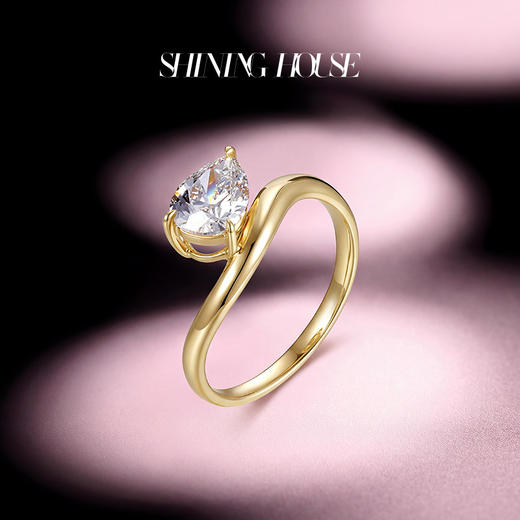 ShiningHouse[培育] 18k金钻石戒指 水滴形1克拉钻人工真钻人造钻石K金戒指设计感简约钻石戒指悦己送礼臻选【此商品不支持7天无理由退货退款】预计3日发货 商品图3