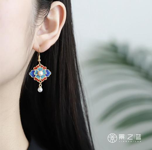 【彼达思】景之蓝  浣溪沙灼灼花耳饰 珐琅饰品 商品图2