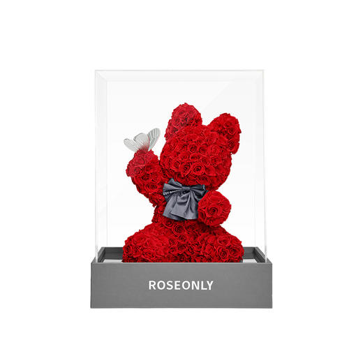 【告白神器】ROSEONLY诺誓 高端定制款 永生玫瑰猫公仔 送爱人女友礼物 商品图0