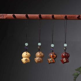 「9.9到手！4色可选」彩虹木绿檀木马上有钱手机挂件卡通创意国潮木质钥匙扣挂时尚饰品