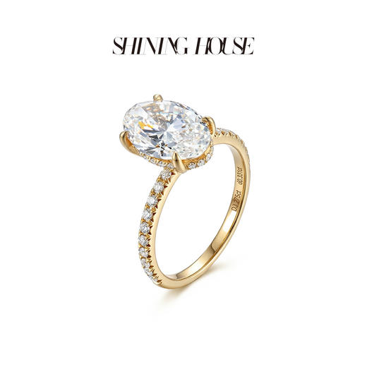 ShiningHouse[培育] 18k金钻石戒指 椭圆形3克拉钻人工真钻人造钻石K金戒指时尚钻石戒指悦己送礼臻选【此商品不支持7天无理由退货退款】预计3日发货 商品图2