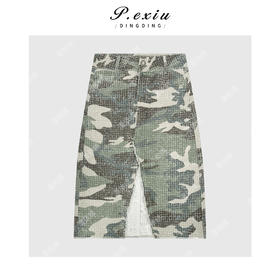 04-2潘依绣丁丁宠粉韩系迷彩牛仔半身裙Q3215