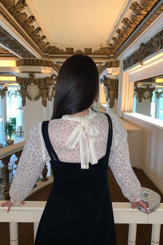 Stay2Weeks 赫本风气质双肩带丝绒A字连衣裙 21924 商品图7