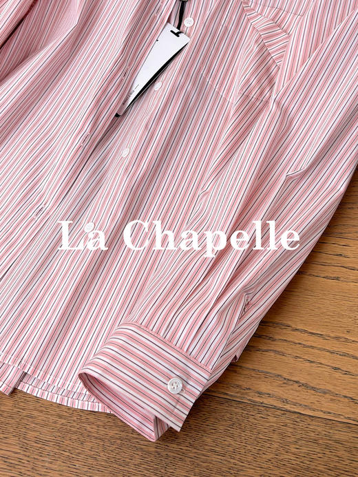 专柜实拍【时髦又减龄！】拉夏贝尔/La Chapelle宽松显瘦慵懒风条纹衬衫通勤百搭休闲衬衣 商品图10