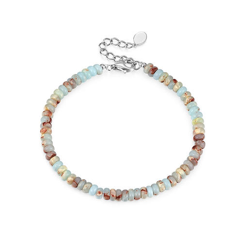 卡蒂罗KADER 薄荷曼波系列 925银海岸落日手链 原创彩石串珠民族风多巴胺波西米亚 复古设计高级感独特创意轻奢品质小众风格个性 手链 女款 商品图1