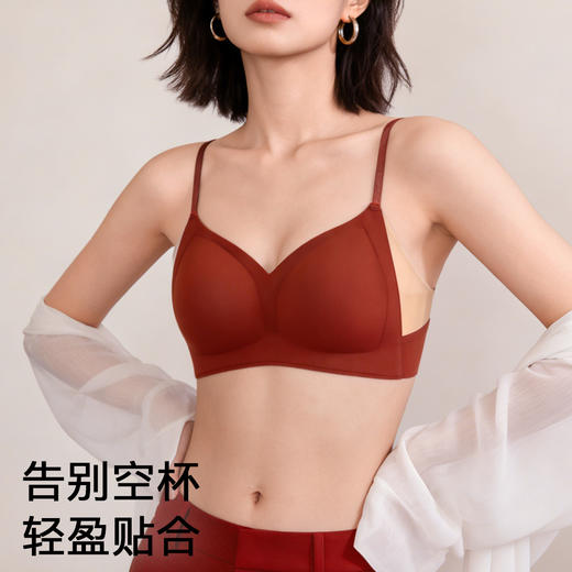 A2-【A-C杯】润微纯欲性感法式三角杯小胸聚拢美背内衣女鸿运本命年红色文胸罩  清风铃兰【2.1新品】 商品图4
