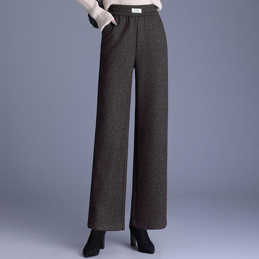 大码窄版直筒裤女2025新款高腰阔腿裤中年妈妈春秋毛呢裤子小个子 商品图3