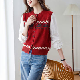 「自」全新升级【铂金会员183/天猫249/差价66】(03853)洛诗琳复古提花拼接衬衫2026春季新款假两件针织开衫