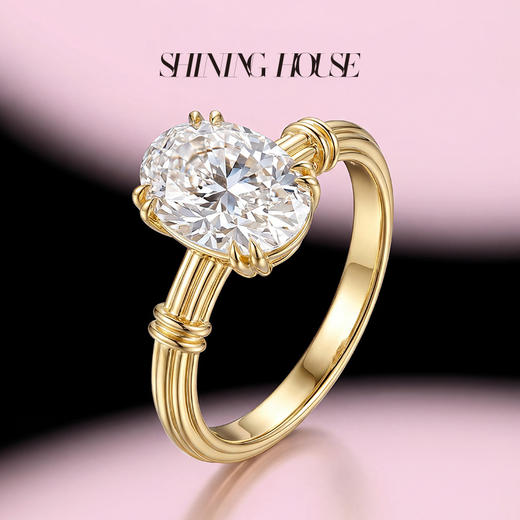 ShiningHouse[培育] 18k金钻石戒指 椭圆形2克拉钻人工真钻人造钻石K金戒指简约钻石戒指悦己送礼臻选【此商品不支持7天无理由退货退款】预计3日发货 商品图3