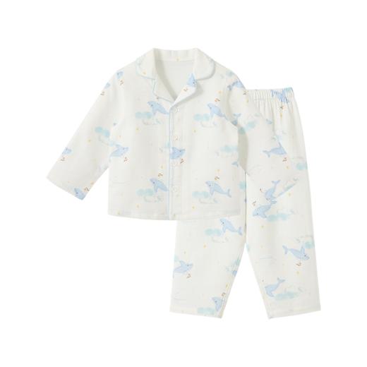 怡比云鲸之境家居长袖开襟套装HY26SPN103白蓝色调（90#-130#） 商品图7