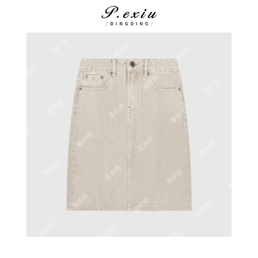 04-3潘依绣丁丁宠粉100%棉气质通勤铅笔裙丹宁牛仔半身裙 S66386 商品图0