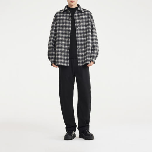 墨麦客男装2025年冬季格纹撞色翻领毛呢夹克男双面穿毛呢大衣外套 商品图4