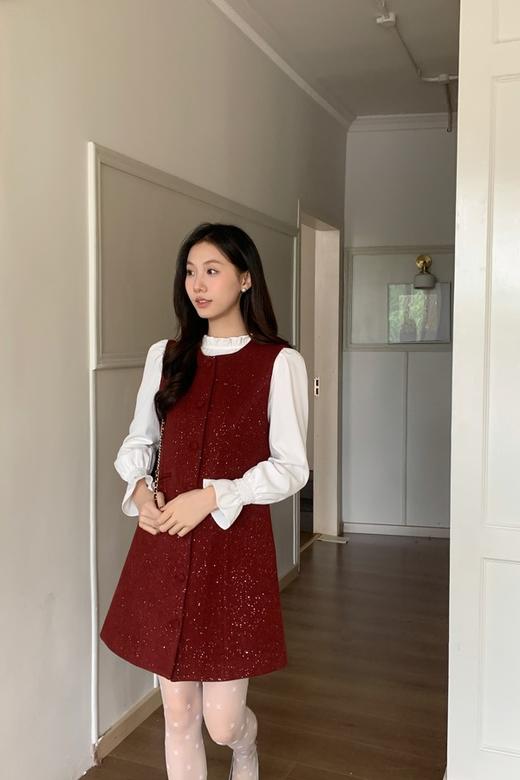 ANSUABEL 气质木耳边礼服细闪连衣裙套装 21973 商品图7