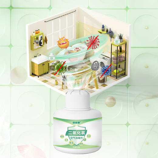 “世界卫生组织公认A1级别安全高效灭菌”迈诺泰 二氧化氯空气消毒剂 缓释技术 1瓶可用约20天 卧室/客厅/卫生间/衣柜/车里可用 120g/盒 商品图2