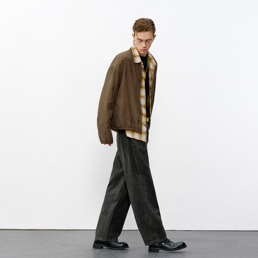 714street美式复古哈灵顿混纺夹克2026春季新款翻领宽松外套男女 商品图3