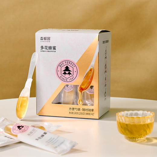 森蜂园 多花蜂蜜（勺蜜）-12克*20条勺装单勺密包装,便捷携带直接搅拌 商品图3
