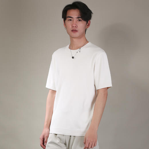 DRONKOO 2026 圆领领口下摆里边撞色净版修身短袖薄毛衣 商品图2