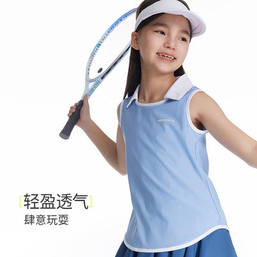 onmygame女童背心夏季无袖运动上衣吸湿速干2024新款儿童POLO领 商品图1