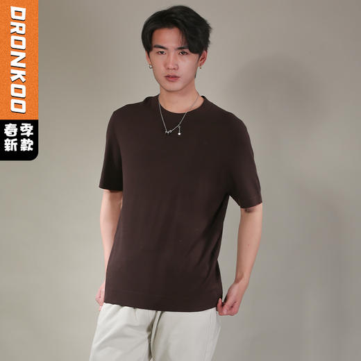 DRONKOO 2026 圆领净版短袖修身薄毛衣 商品图0