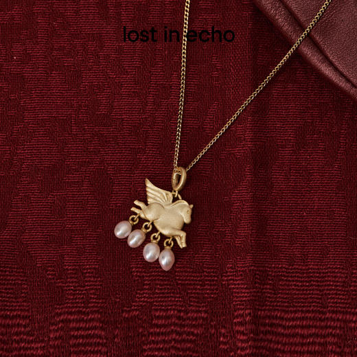 lost in echo2026春夏新款立体大飞马吊坠可调节皮绳长项链毛衣链 商品图0