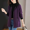 春秋连帽卫衣外套女冬季新款时尚紫色大码长袖中长款遮屁上衣胖mm 商品缩略图2