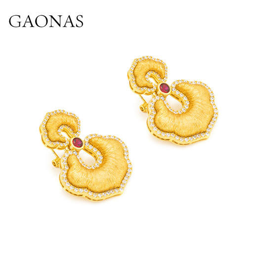 GAONAS  事事如意 中式贵气金色耳环11675EGO 商品图1