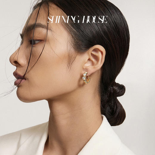 ShiningHouse[培育] 18k金钻石耳饰 圆钻形2克拉钻人工真钻人造钻石K金耳圈豪华钻石排钻耳饰耳环悦己送礼臻选【此商品不支持7天无理由退货退款】预计3日发货 商品图4