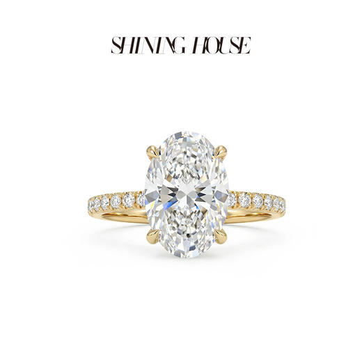 ShiningHouse[培育] 18k金钻石戒指 椭圆形3克拉钻人工真钻人造钻石K金戒指时尚钻石戒指悦己送礼臻选【此商品不支持7天无理由退货退款】预计3日发货 商品图1