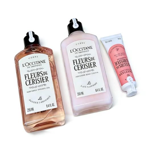 【保税仓】欧舒丹樱花三件套新版（沐浴露250ml+身体乳250ml+绮梦樱花护手霜30ML） 商品图0