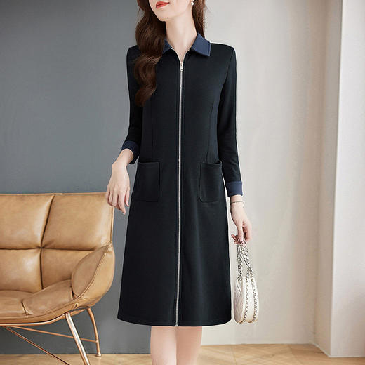 休闲卫衣连衣裙女2025新款春秋季大码女装胖mm中长款翻领长袖裙子 商品图4