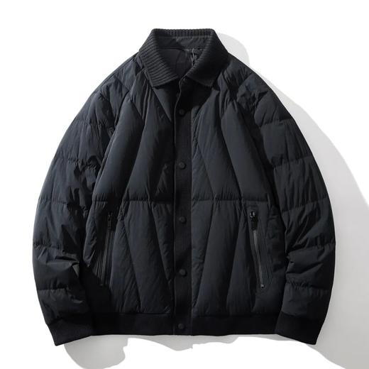 意式轻奢秋冬厚实保暖拼接针织翻领羽绒服外套 商品图3