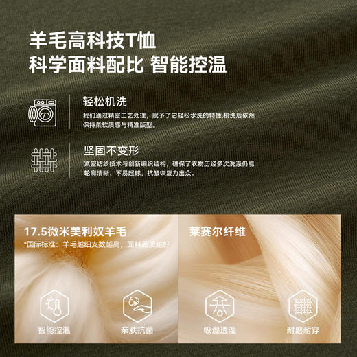 【P系列】伯希和户外T恤男26新款美利奴羊毛抗菌快干徒步登山短袖 商品图1