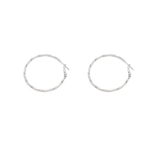 三彩2026新款极简扭型大圈耳环s925银针车花肌理欧美通勤百搭 商品图4