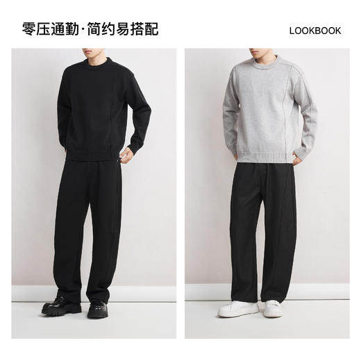 墨麦客老钱风圆领针织衫男士2025冬季新款宽松休闲结构感毛衣男潮 商品图4