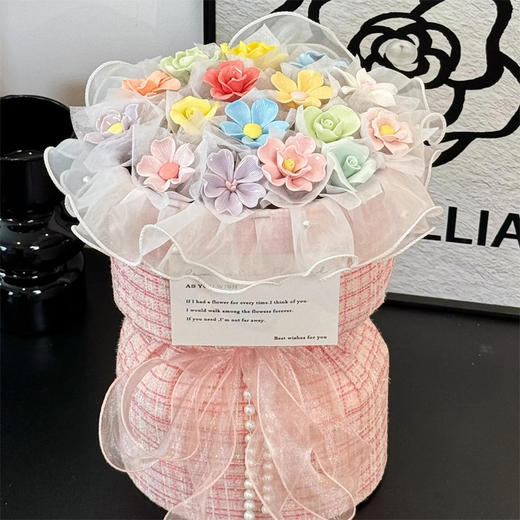 【瓷间藏浪漫❗️爱意永不凋零】陶瓷花束成品景德镇实用生日礼物送手工diy材料闺蜜女友一岁一礼。jc 商品图1