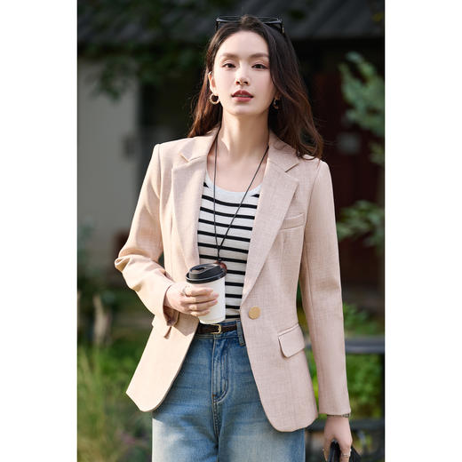 气场西服套装 米思阳2026春新款时尚套装一粒扣长袖西装休闲阔腿裤两件套女（单拍）0877 商品图5