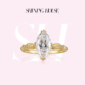 ShiningHouse[培育] 18k金钻石戒指 橄榄形1.5克拉钻人工真钻人造钻石K金戒指时尚钻石戒指悦己送礼臻选【此商品不支持7天无理由退货退款】预计3日发货