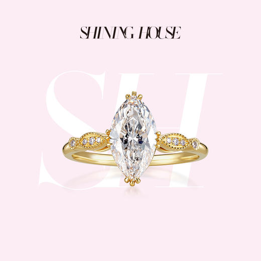 ShiningHouse[培育] 18k金钻石戒指 橄榄形1.5克拉钻人工真钻人造钻石K金戒指时尚钻石戒指悦己送礼臻选【此商品不支持7天无理由退货退款】预计3日发货 商品图0