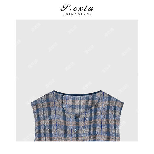 04-3潘依绣丁丁宠粉【布鲁士蓝调】麻料小众设计气质系带连衣裙Q21226 商品图2