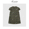 04-1潘依绣丁丁宠粉韩系复古优雅格纹圆领连衣裙Q8741 商品缩略图0