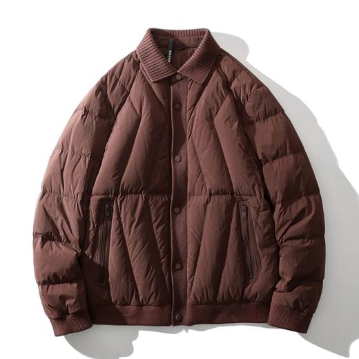 意式轻奢秋冬厚实保暖拼接针织翻领羽绒服外套 商品图2