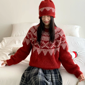 新年必备战袍！AVANN阿曼 新年欢乐毛衣 费尔岛毛衣/开衫毛衣针织衫（下单72小时发货）【2.5号-2.25号春节停发】