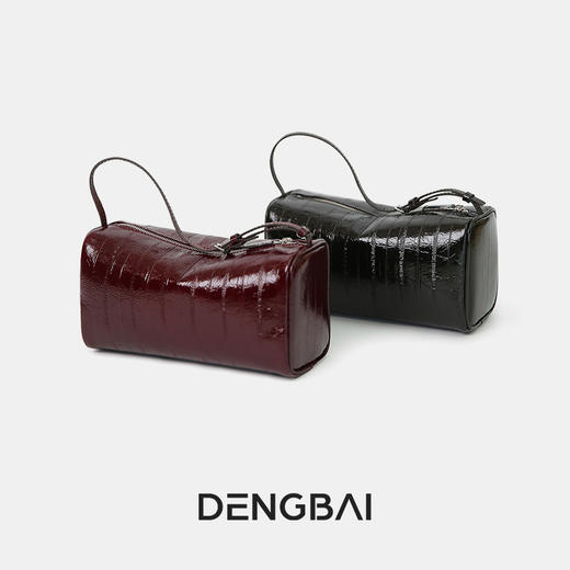 登白DENGBAI 头层鳗鱼纹牛皮笔筒包手提可斜挎DB1233 商品图3