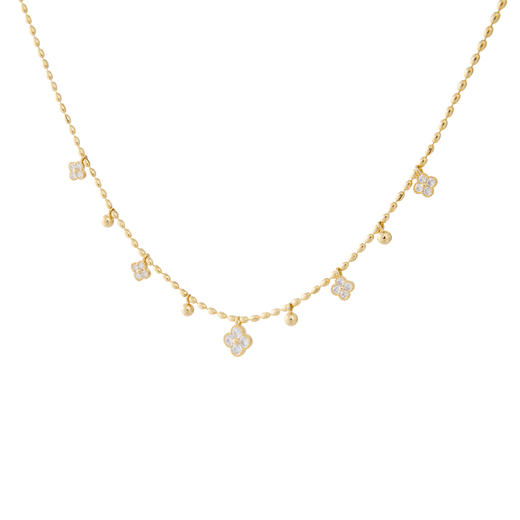 三彩2026新款四叶花吊坠满天星项链轻奢锆石法式复古灵动锁骨链女 商品图3