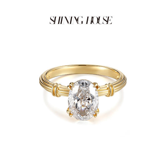 ShiningHouse[培育] 18k金钻石戒指 椭圆形2克拉钻人工真钻人造钻石K金戒指简约钻石戒指悦己送礼臻选【此商品不支持7天无理由退货退款】预计3日发货 商品图1