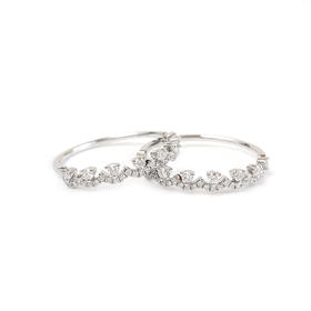 【天然正品】AU750白金简约时尚群镶款钻石套戒19.5-19.5号（戒圈可改）190126NJS18