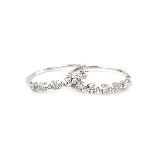 【天然正品】AU750白金简约时尚群镶款钻石套戒19.5-19.5号（戒圈可改）190126NJS18 商品图0