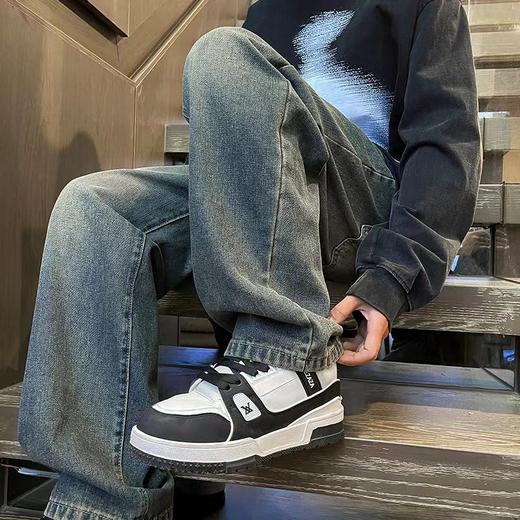 F012838渐变复古做旧元素工装水洗牛仔裤直筒裤 商品图3