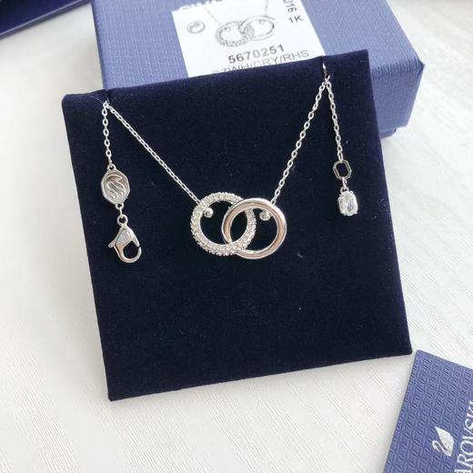 F012830愿世间美好与你环环相扣~双环带钻情侣项链 商品图0